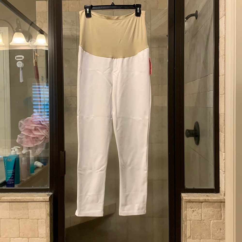 Women’s white linen maternity pants XL